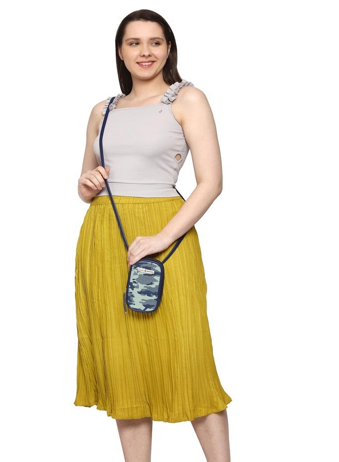 SACCI MUCCI حقائب ساتشي موتشي - حقيبة كتف للبنات/السيدات لحمل الهاتف المحمول، محفظة هاتف محمول بحزام كتف - مموهة (أزرق بحري) - Image 5